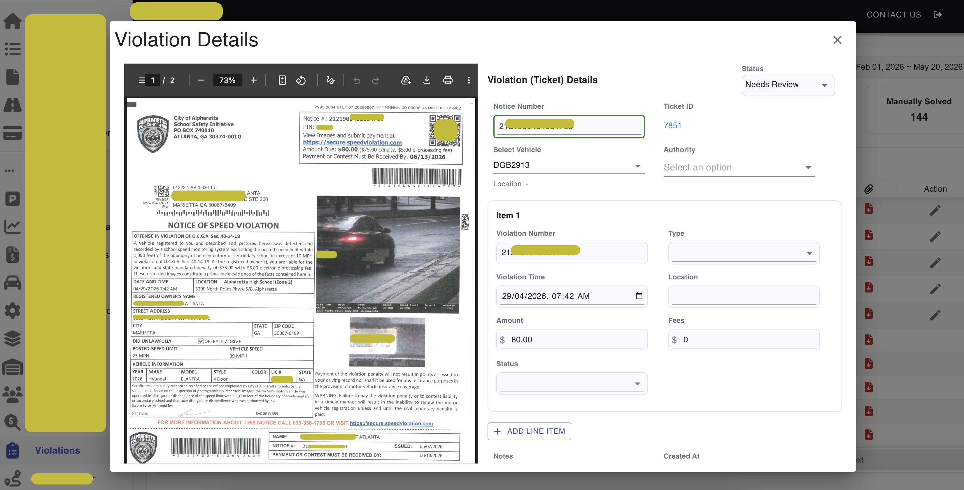 Agentic Violation Processing System — US Parking Management Co. Detail
